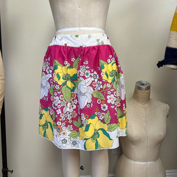 NWOT 60s inspired Floral Bohemian Pink Cotton Skirt - Picture 2 of 5